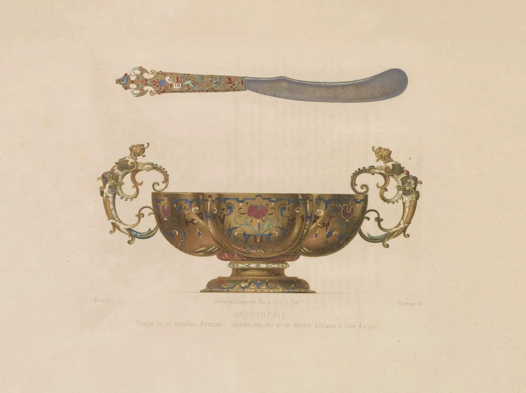 Coupe En Or Enrichie Demaux Couteau Manche En Or Decore Demaux Et Lame Dargent Wall Art by Joseph Rose Lemercier - High-Resolution Digital Print