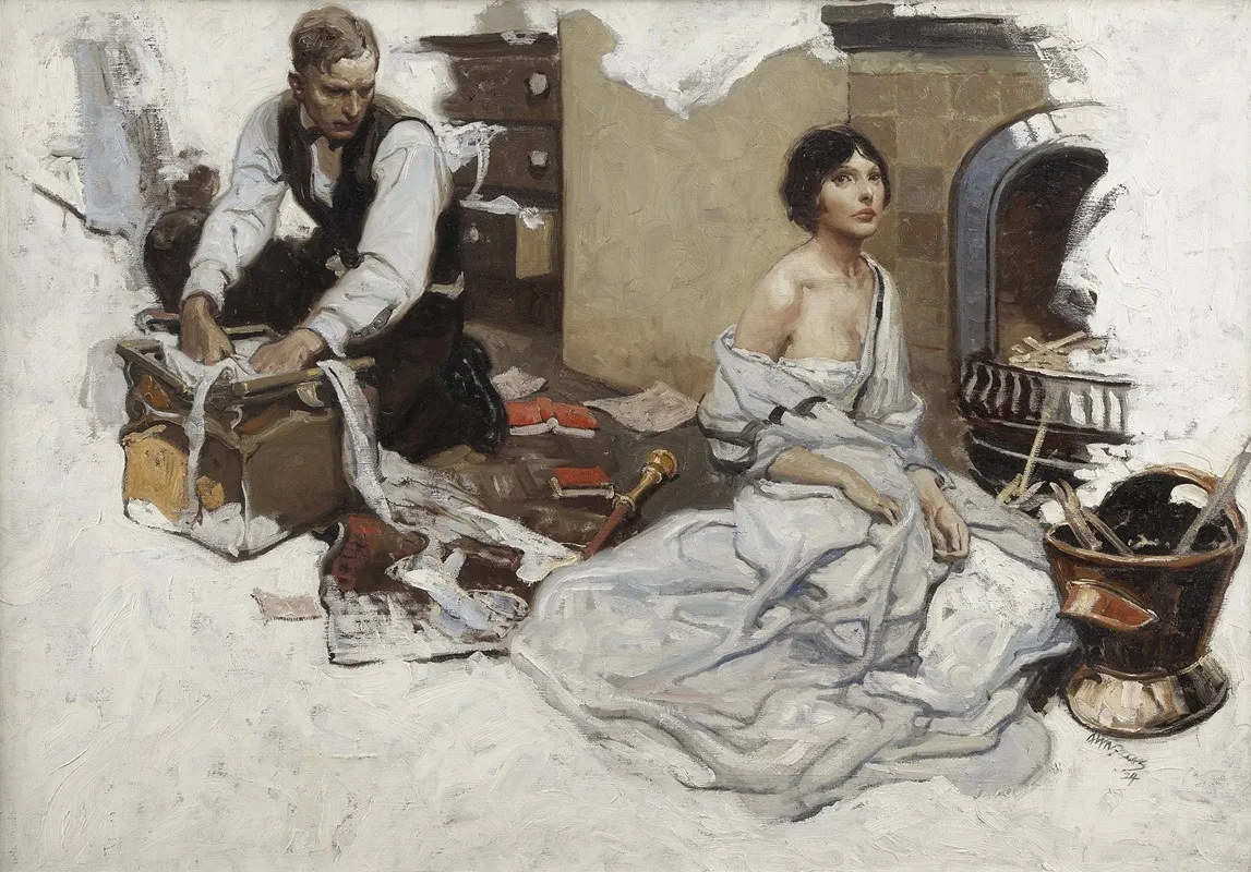 Couple At Hearth Wall Art by Herbert Morton Stoops - High-Resolution Digital Print