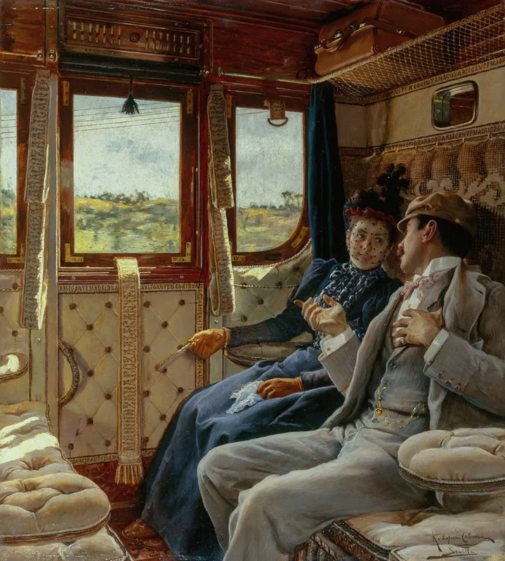 Couple Dans Un Compartiment De Train