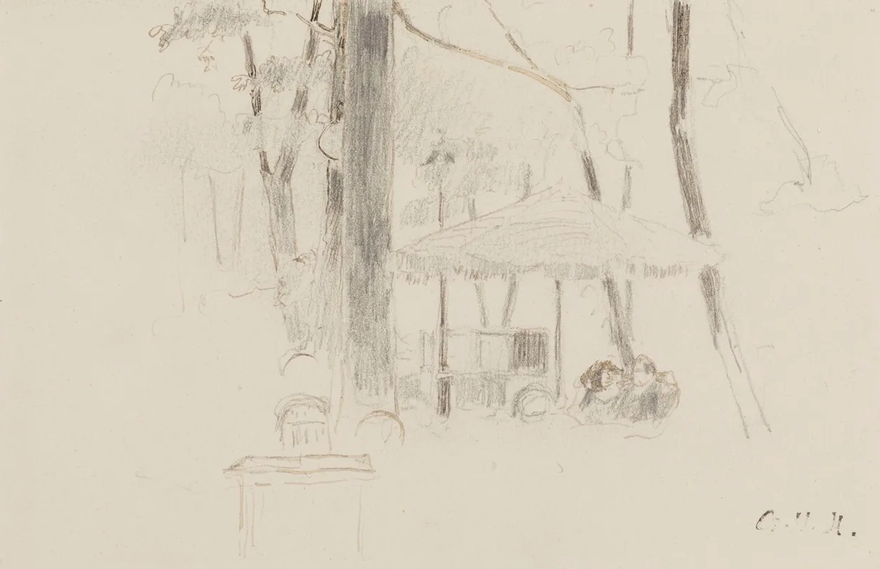 Couple Dans Un Parc Sous Un Parasol