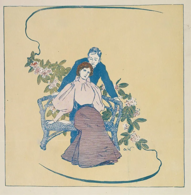 Couple Surrounded By Flowers Wall Art by Charles Wright - High-Resolution Digital Print