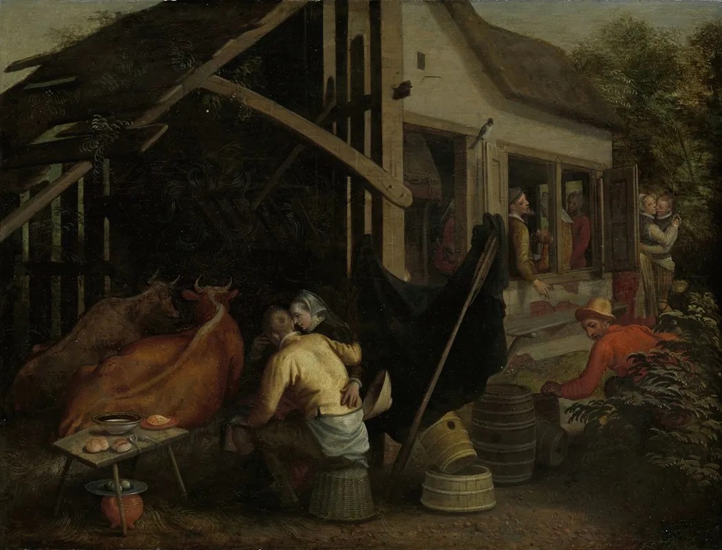 Couples Making Love At A Country Inn Wall Art by Aert Pietersz. - High-Resolution Digital Print