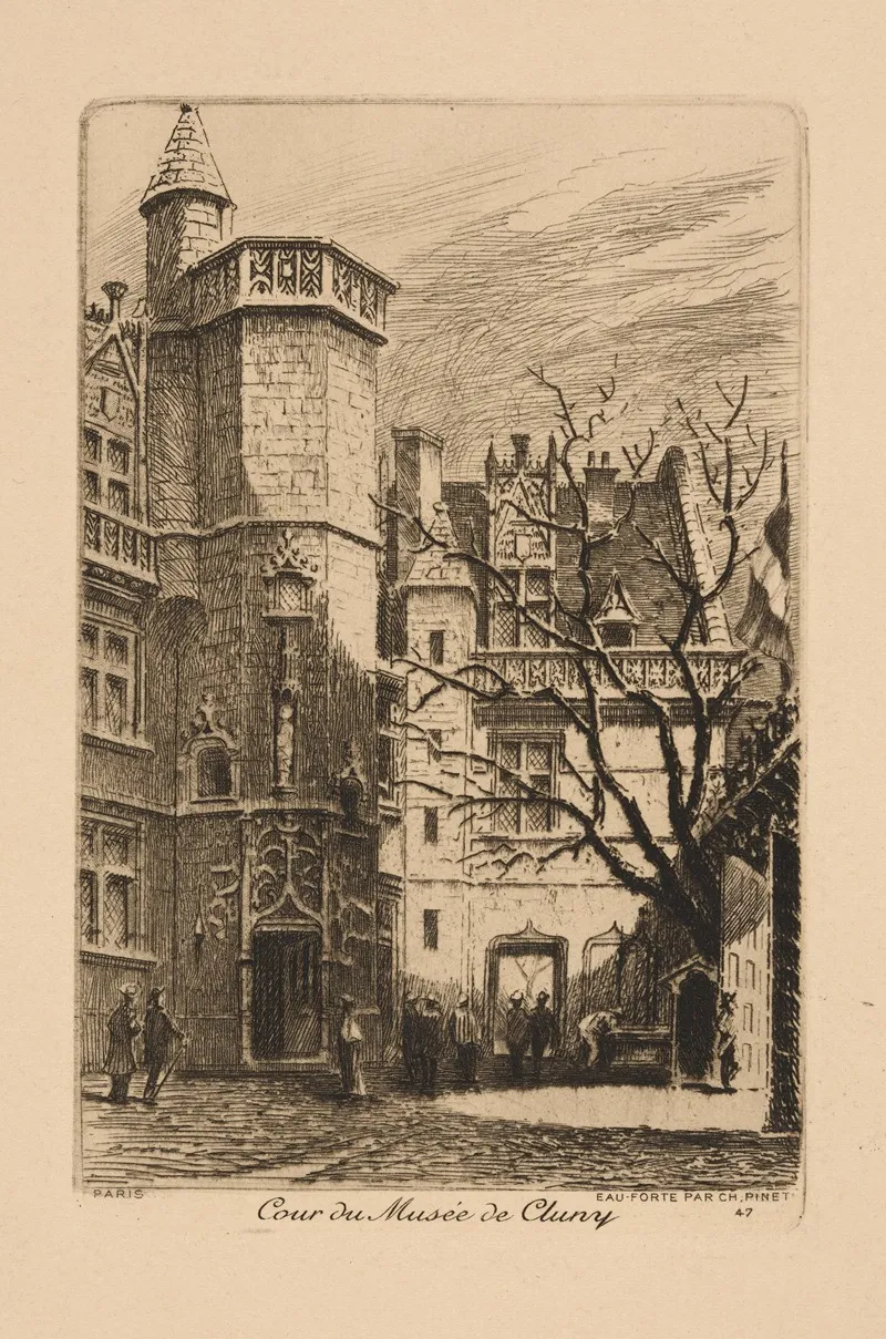 Cour Du Musee De Cluny Wall Art by Claude Pinet - High-Resolution Digital Print