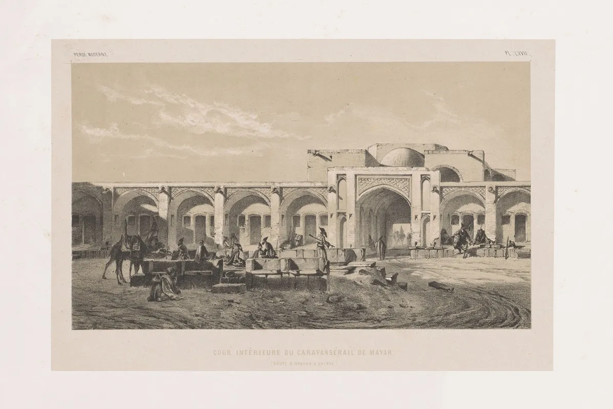 Cour Interieure Du Caravanserail De Mayar Route Dispahan A Chiraz