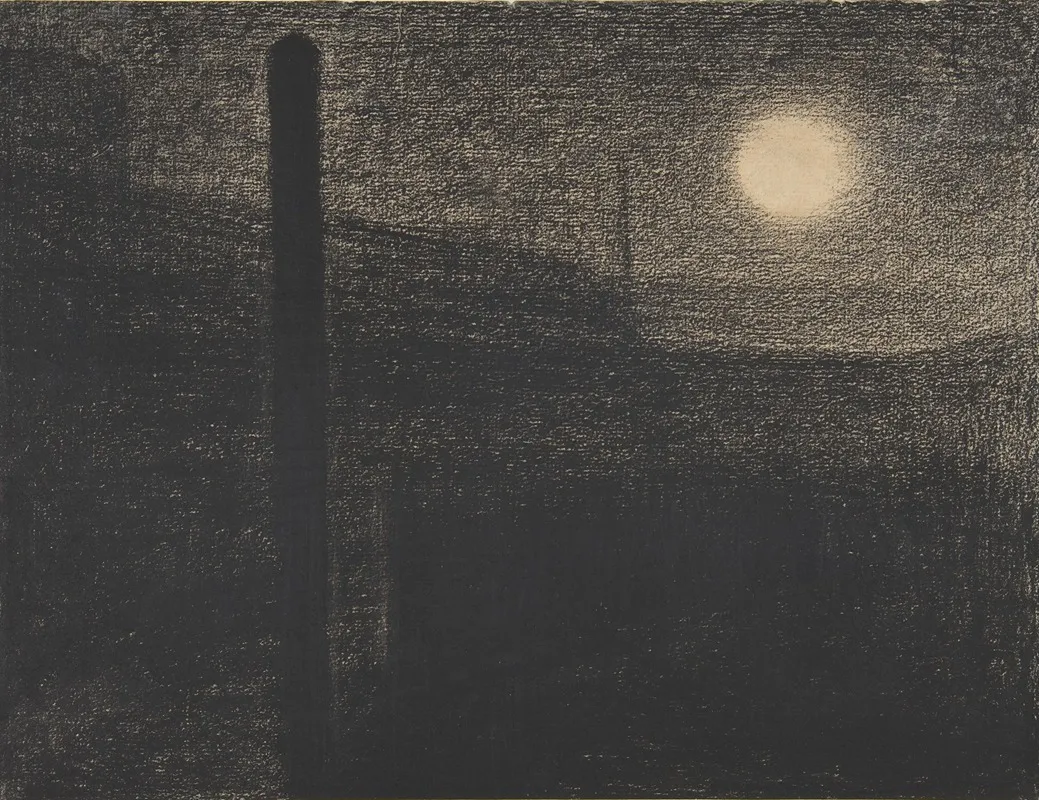 Courbevoie Factories By Moonlight Wall Art by Georges Seurat - High-Resolution Digital Print