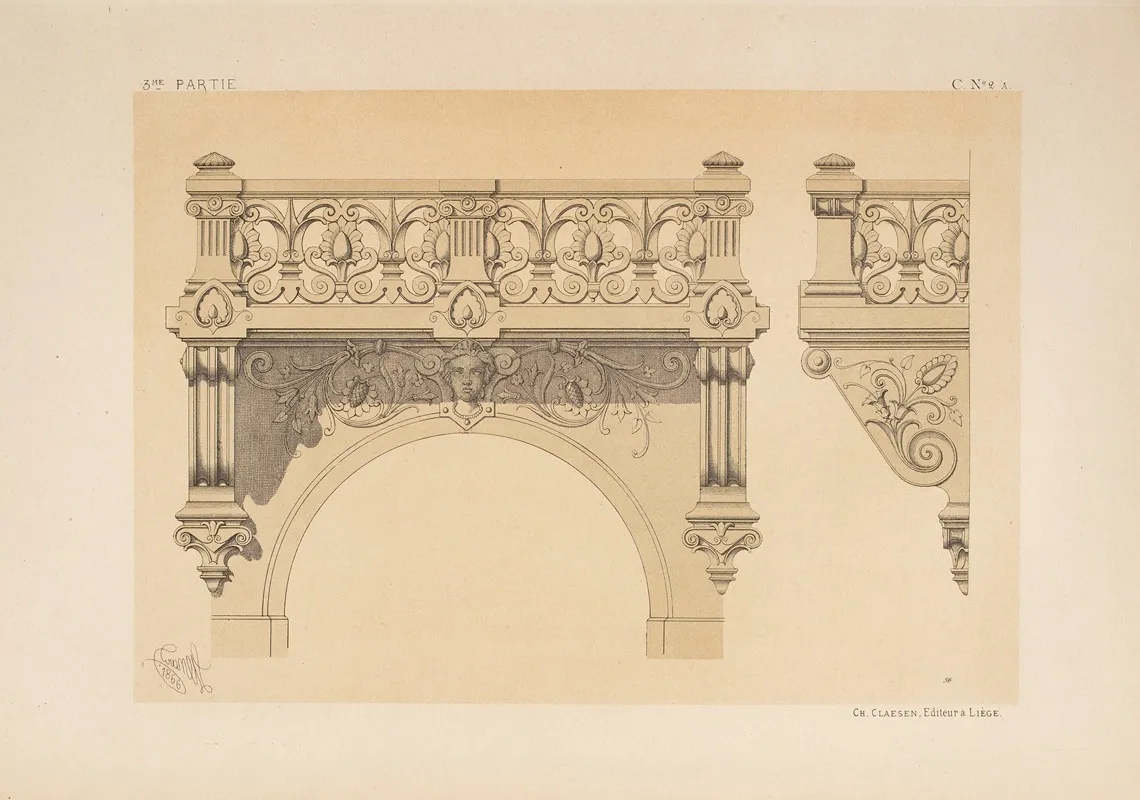 Couronnement De La Porte C 2 Et Balcon Genre Neo Grec Wall Art by Michel Liénard - High-Resolution Digital Print
