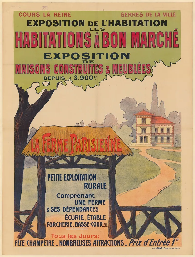 Cours La Reine Exposition De Lhabitation Les Habitations A Bon Marche Exposition De Maisons Construites Et Meublees Wall Art by Imp. Chaix - High-Resolution Digital Print