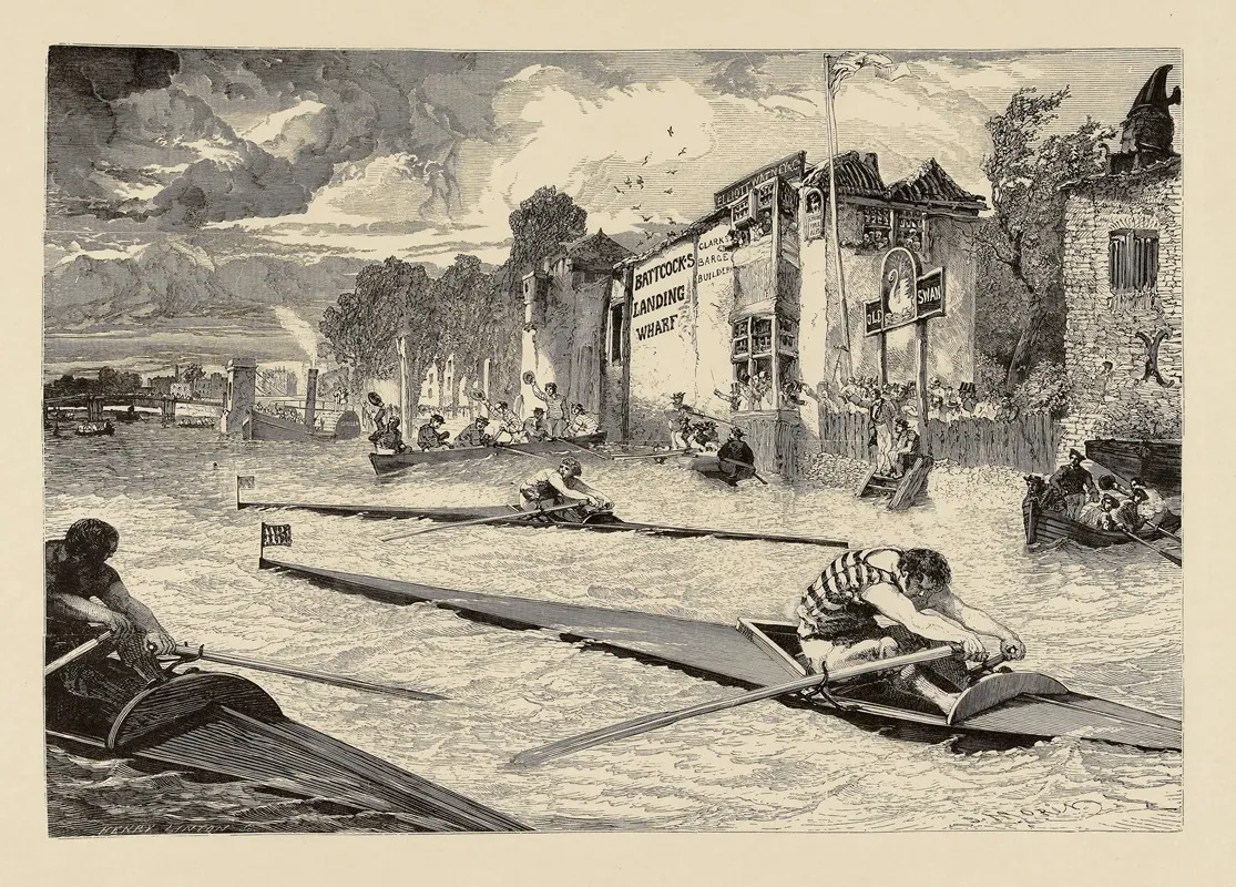 Courses Daviron Sur La Tamise Les Jockeys De La Riviere Wall Art by Edmond Morin - High-Resolution Digital Print