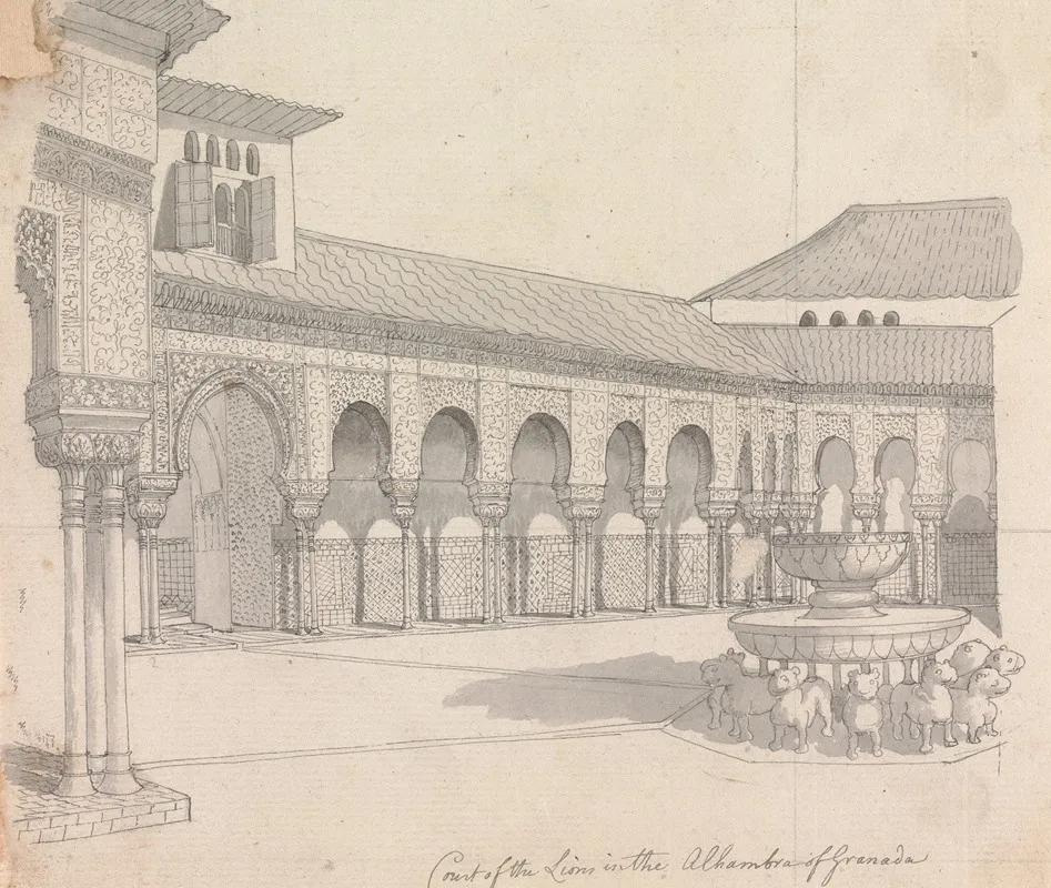 Court Of The Lions In The Alhambra Of Granada