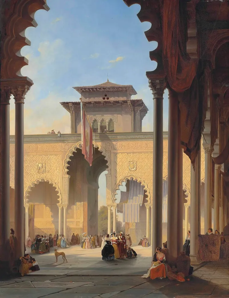 Court Of The Lions The Alhambra Granada Wall Art by François Antoine Bossuet - High-Resolution Digital Print