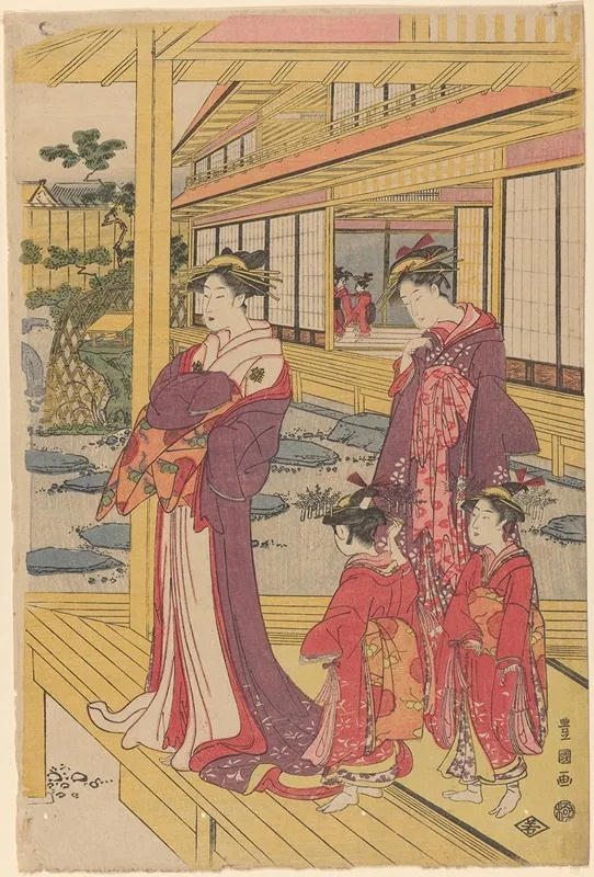 Courtesans And Attendants 2 Wall Art by Toyokuni Utagawa - High-Resolution Digital Print