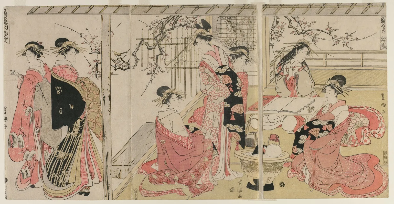 Courtesans Of The Ogiya On A Spring Outing Wall Art by Toyokuni Utagawa - High-Resolution Digital Print