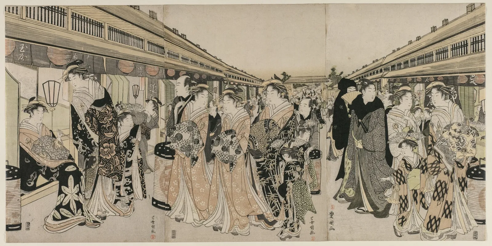 Courtesans Promenading On The Nakanocho Wall Art by Toyokuni Utagawa - High-Resolution Digital Print