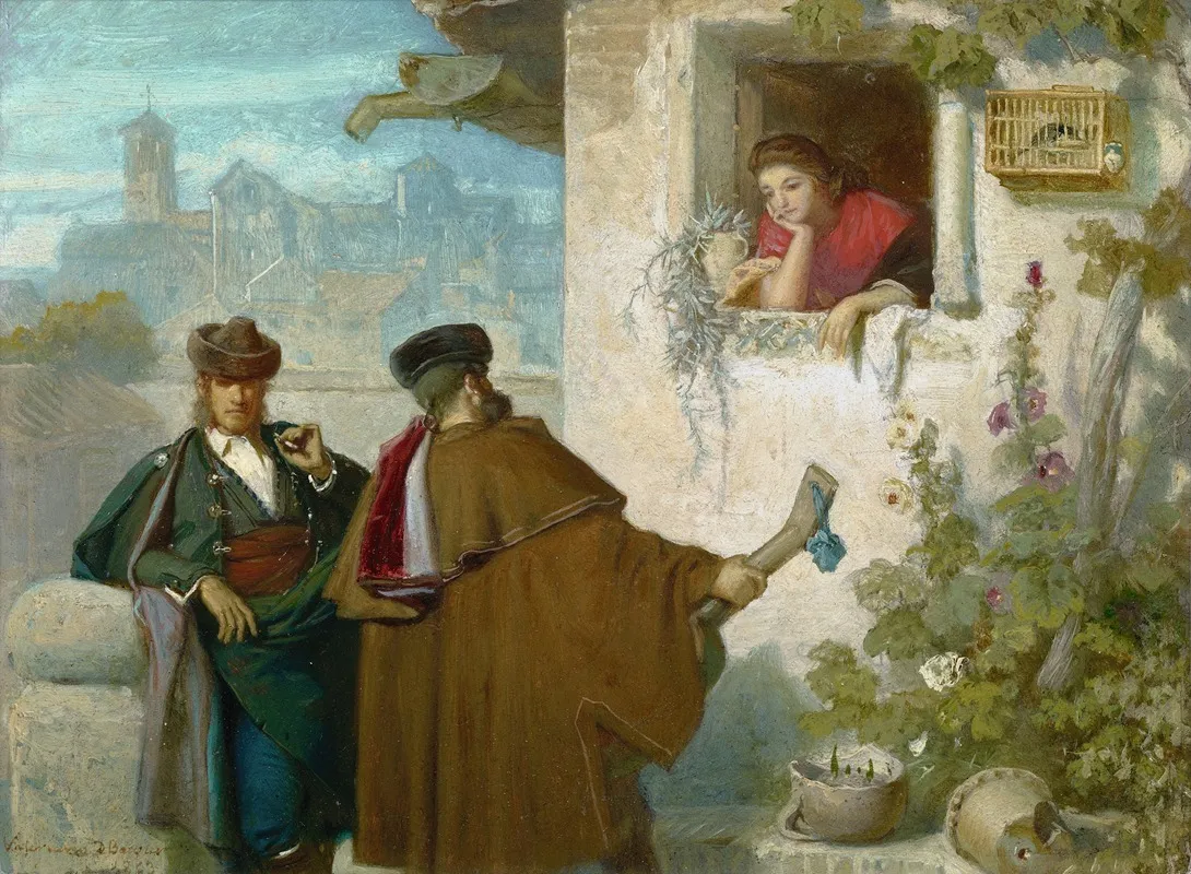 Courting Pelando La Pava Wall Art by Valeriano Domínguez Bécquer - High-Resolution Digital Print
