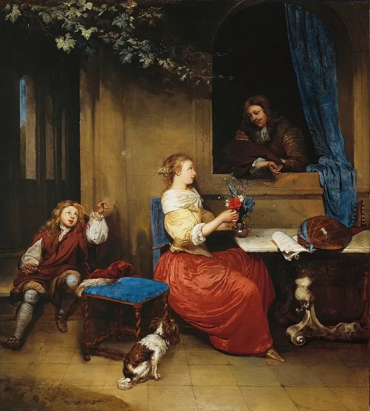 Courtship 3 Wall Art by Caspar Netscher - High-Resolution Digital Print