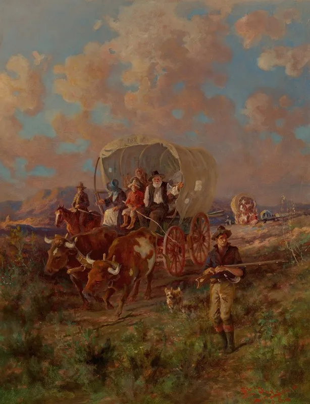 Covered Wagon Wall Art by Edgar Samuel Paxson - High-Resolution Digital Print