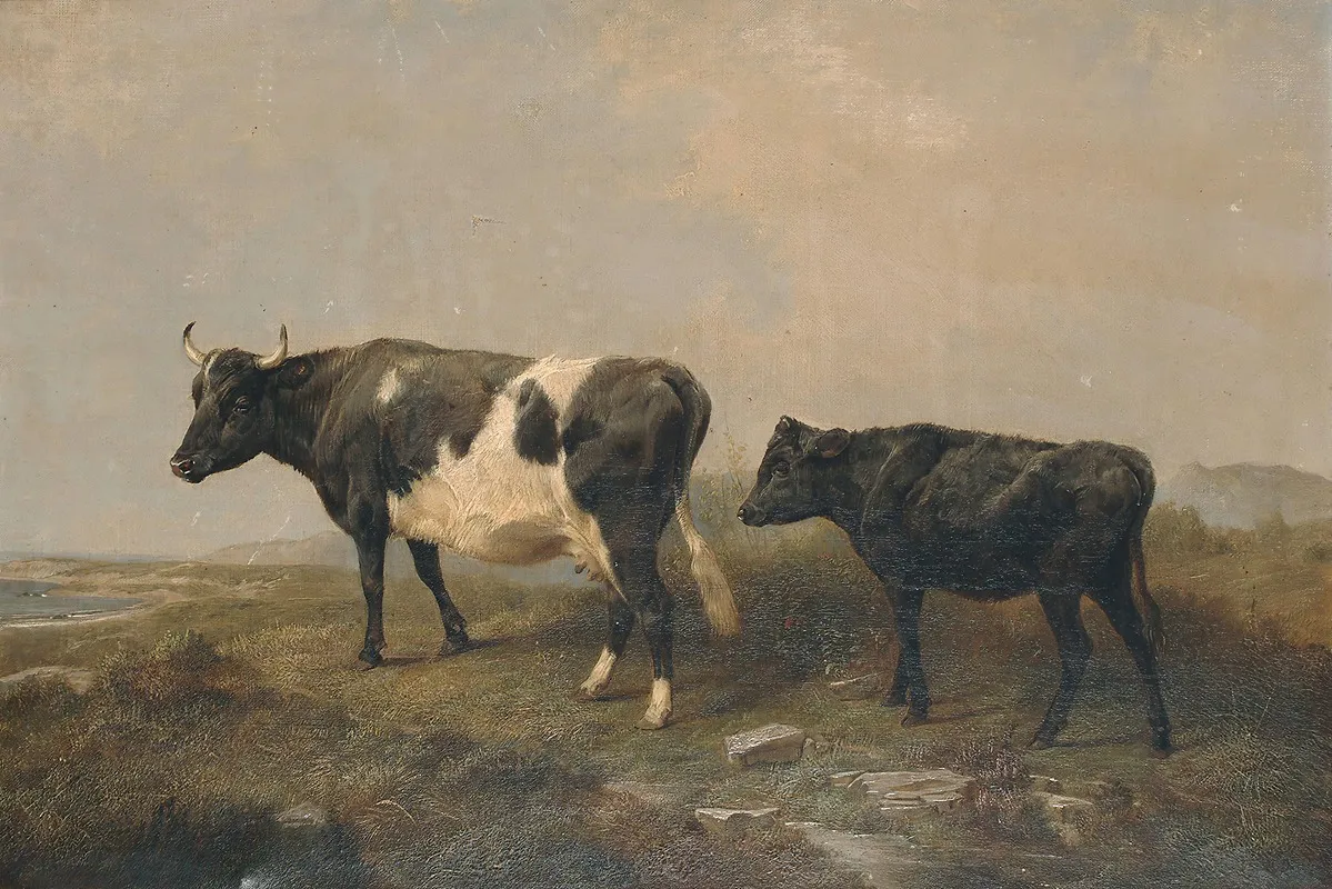 Cow And Calf Wall Art by Friedrich Wilhelm Keyl - High-Resolution Digital Print