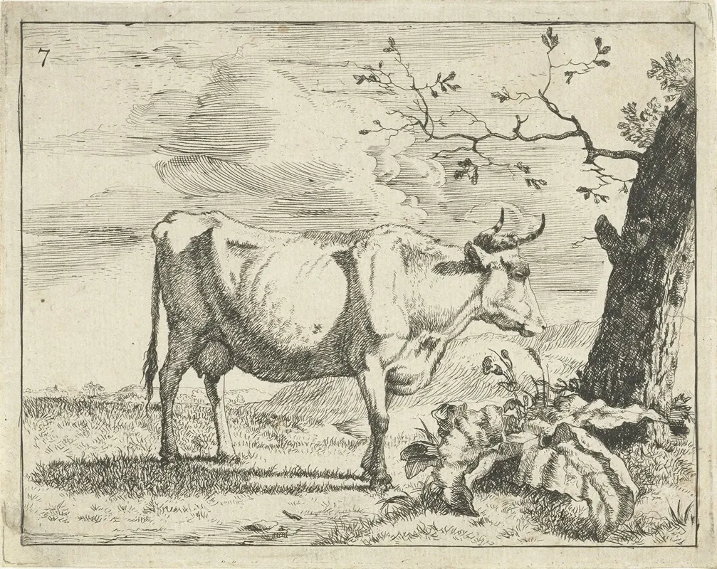 Cow Standing By Tree Wall Art by Marcus de Bye - High-Resolution Digital Print