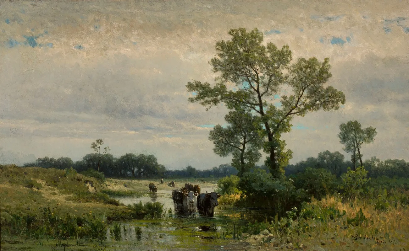 Cows Crossing The River
