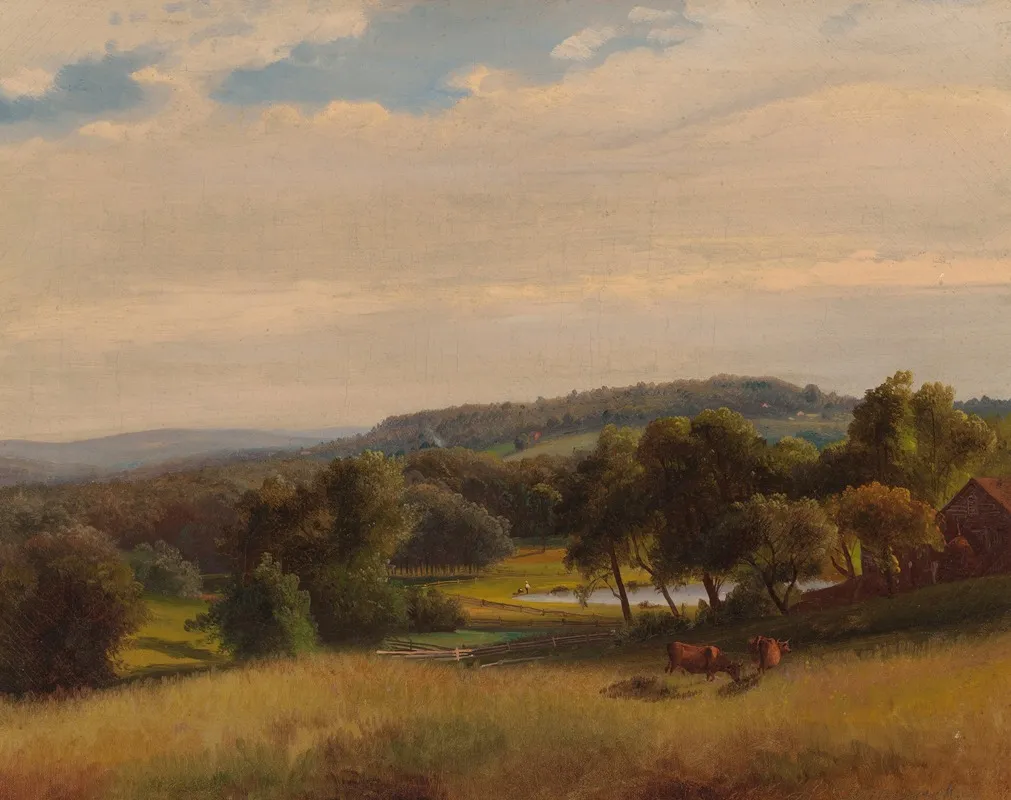 Cows Grazing In A Pasture Wall Art by Johann Hermann Carmiencke - High-Resolution Digital Print