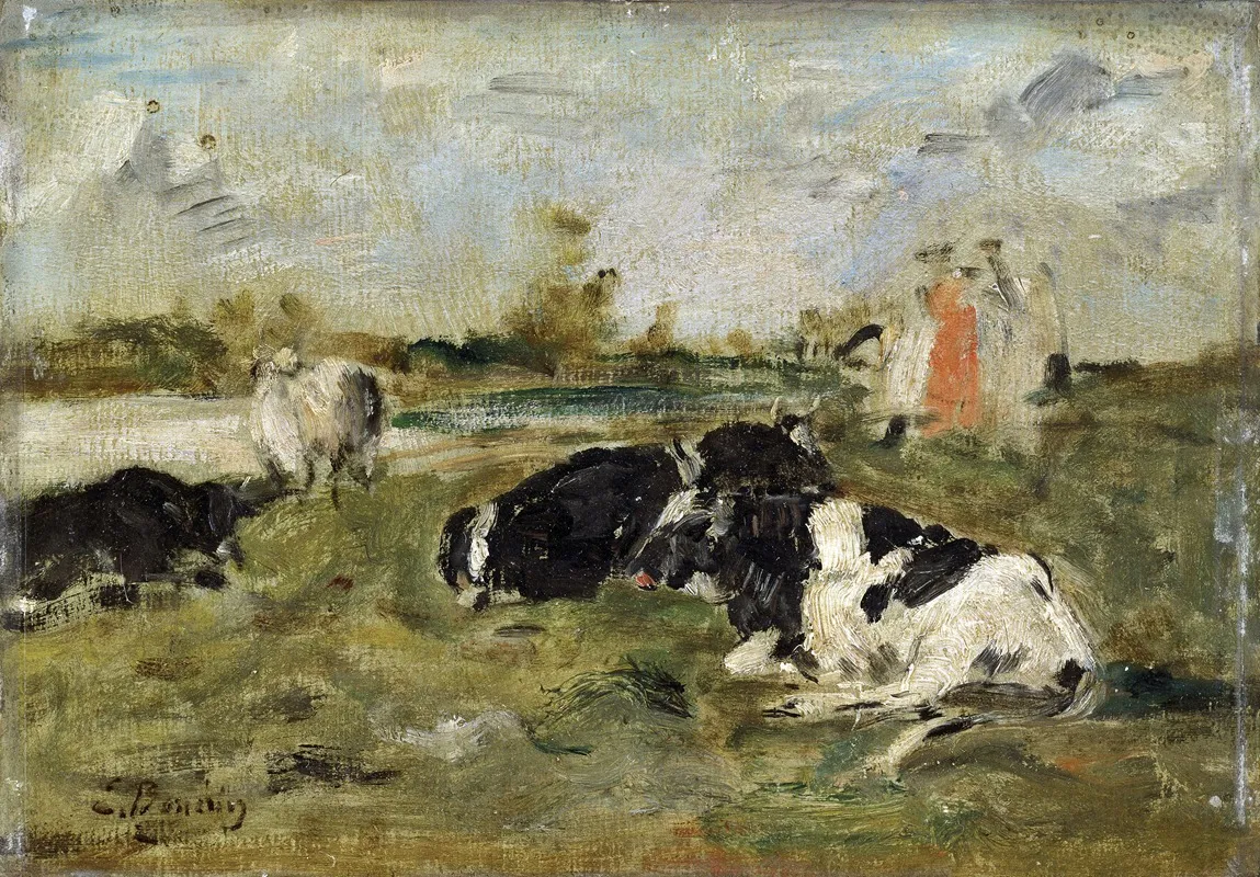 Cows In A Meadow 9 Wall Art by Eugène Boudin - High-Resolution Digital Print