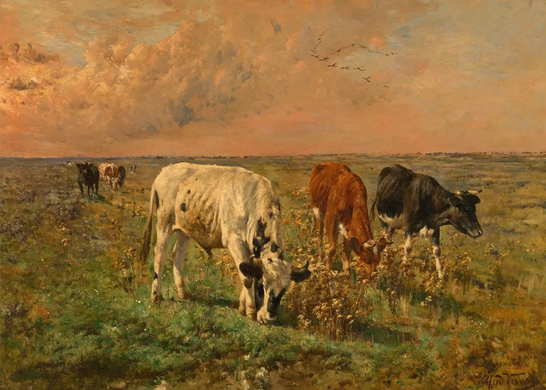 Cows In A Pasture 4 Wall Art by Alfred Verwee - High-Resolution Digital Print