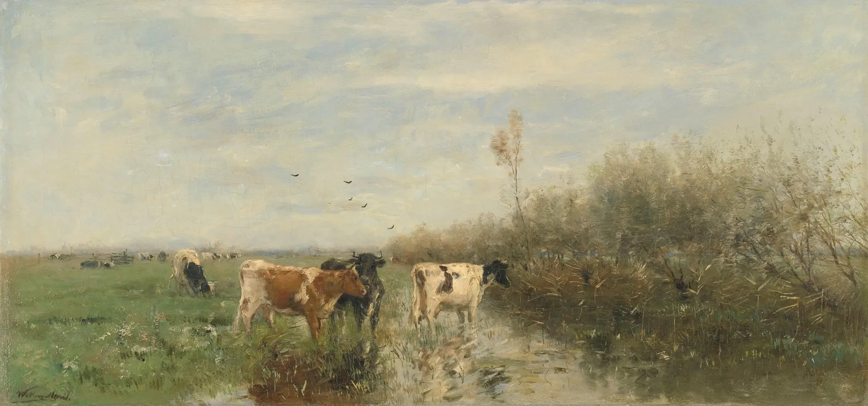Cows In A Soggy Meadow Wall Art by Willem Maris - High-Resolution Digital Print