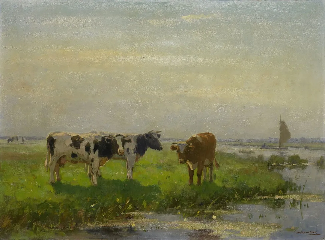 Cows In The Meadow 2 Wall Art by Bernardus Antonie van Beek - High-Resolution Digital Print