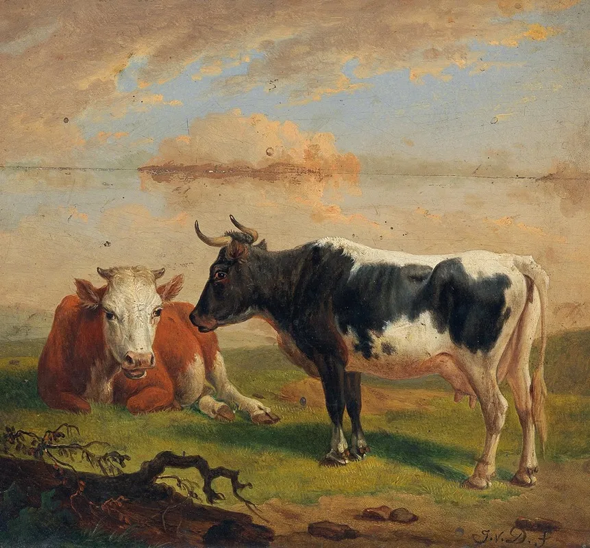 Cows In The Pasture Wall Art by Alexander Johann Dallinger von Dalling - High-Resolution Digital Print