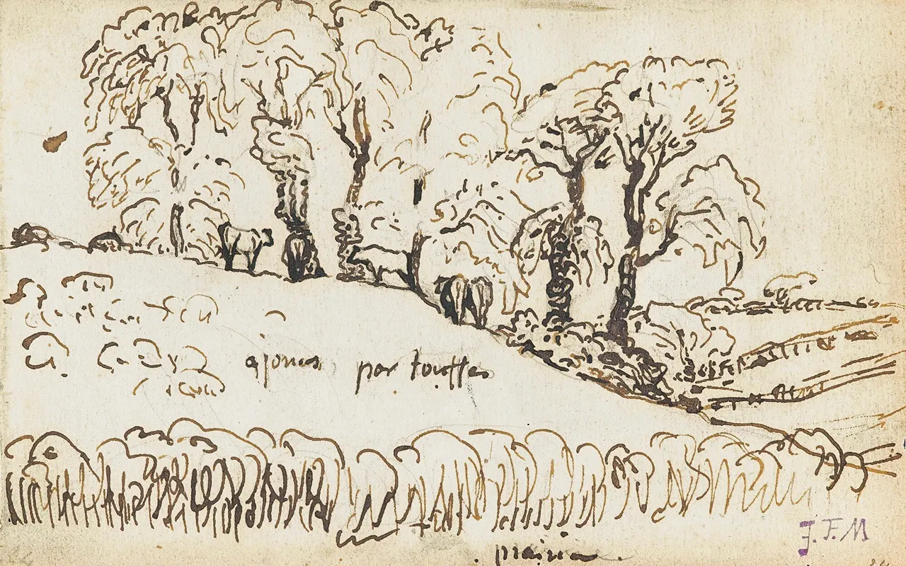 Cows Under Trees Near Gruchy Wall Art by Jean-François Millet - High-Resolution Digital Print