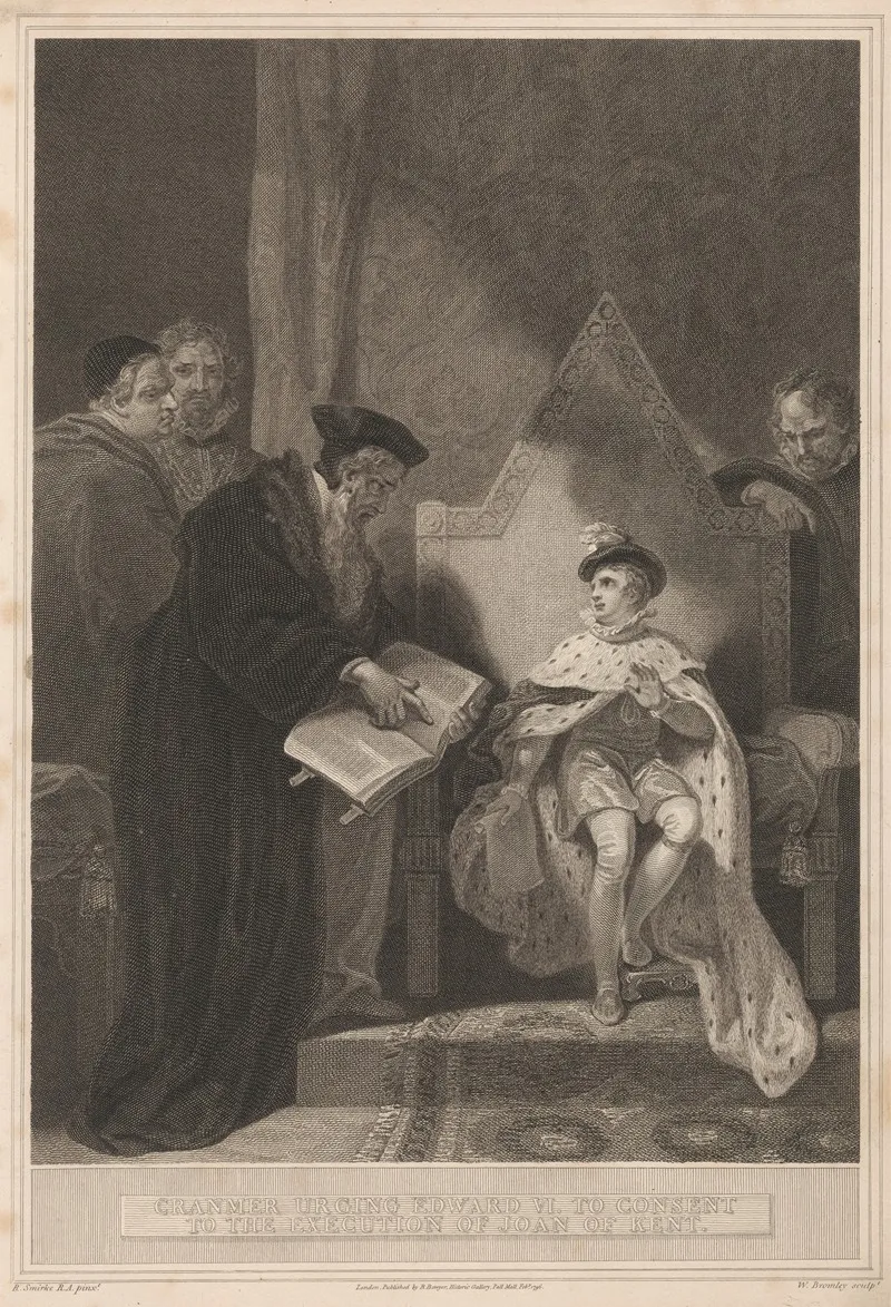 Cranmer Urging Edward Vi To Consent To The Execution Of Joan Of Kent Wall Art by Robert Smirke - High-Resolution Digital Print