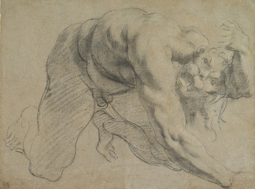 Crawling Male Figure Study For Cacus