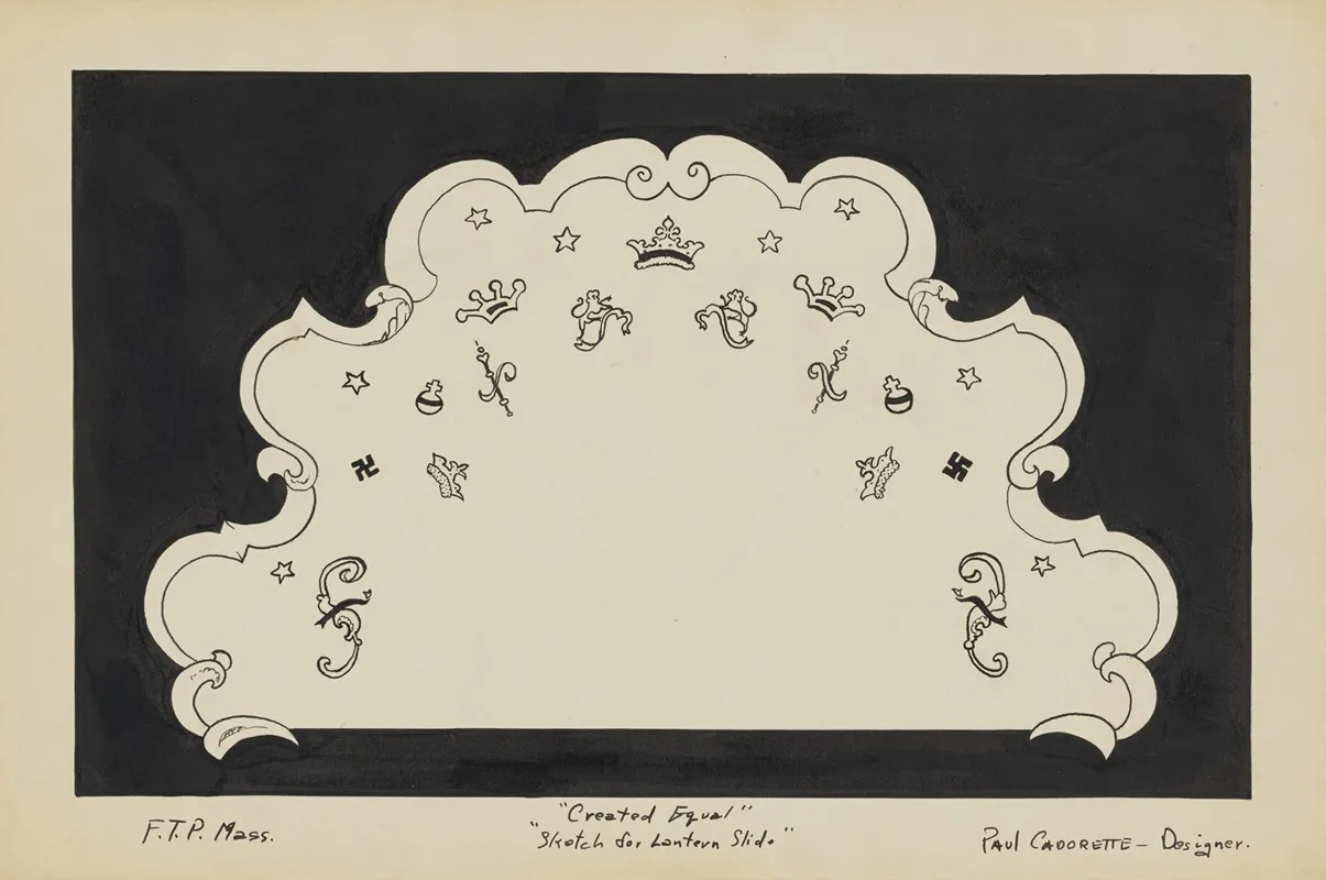 Created Equal Sketch No 10 Sketch For Lantern Slide Frame Wall Art by Paul Cadorette - High-Resolution Digital Print