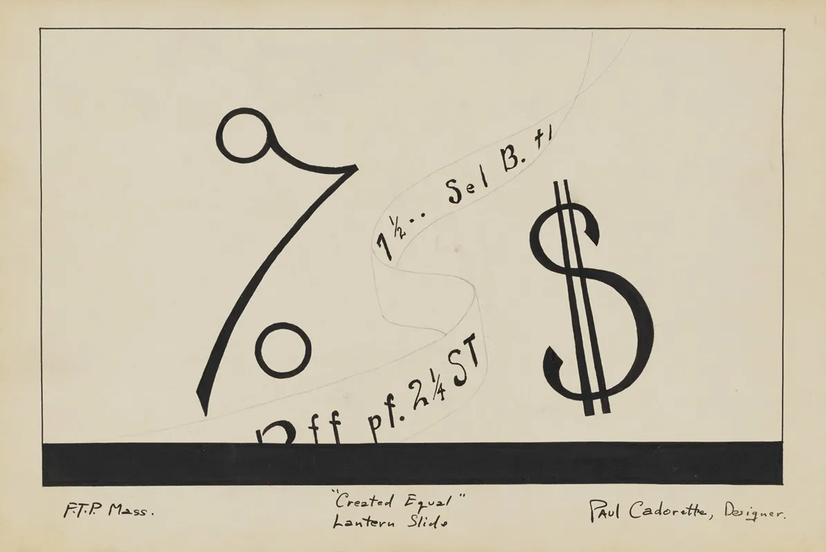 Created Equal Sketch No 12 Lantern Slide Ticker Tape And Financial Symbols Wall Art by Paul Cadorette - High-Resolution Digital Print