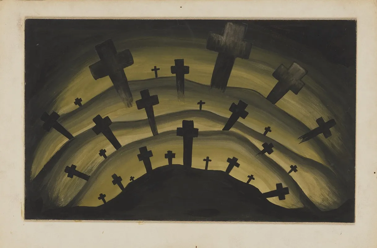 Created Equal Sketch No 17 Stereopticon Background Crosses Wall Art by Paul Cadorette - High-Resolution Digital Print