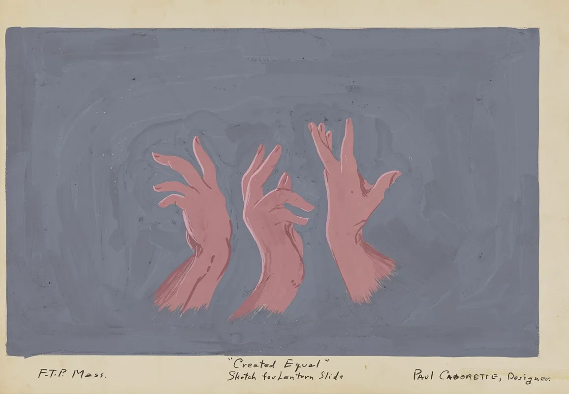 Created Equal Sketch No 23 Sketch For Lantern Slide Hand Studies Wall Art by Paul Cadorette - High-Resolution Digital Print