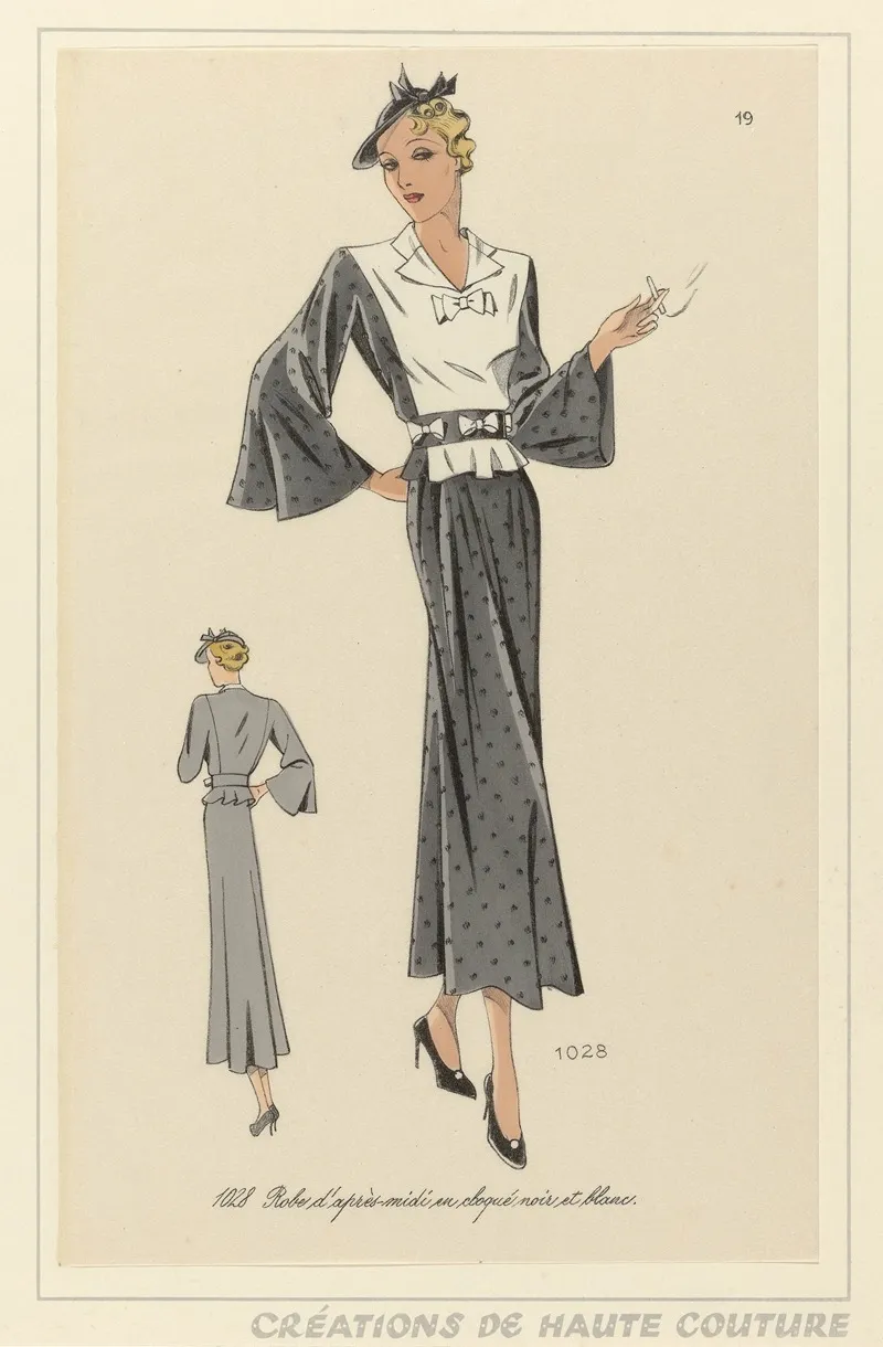 Creations De Haute Couture Robe Dapres Midi En Cloque Noir Et Blanc