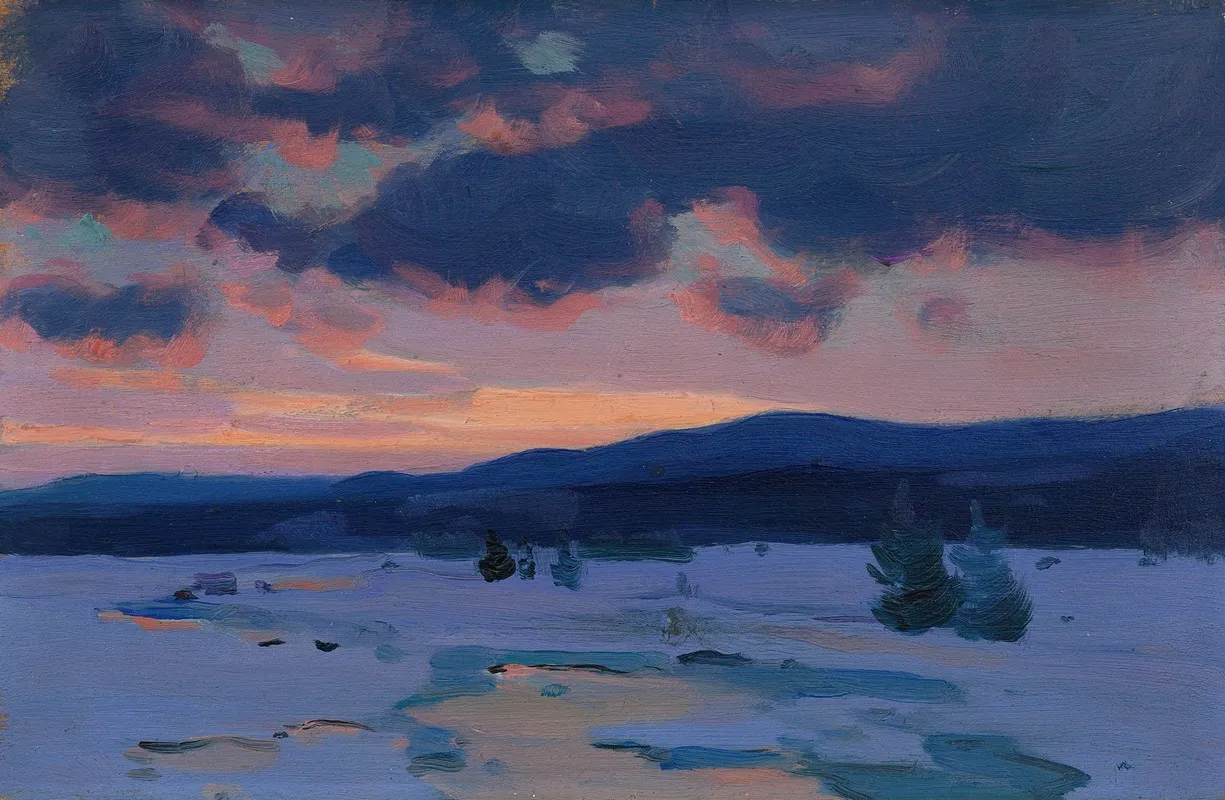 Crepuscule Dhiver Baie St Paul Wall Art by Clarence Alphonse Gagnon - High-Resolution Digital Print