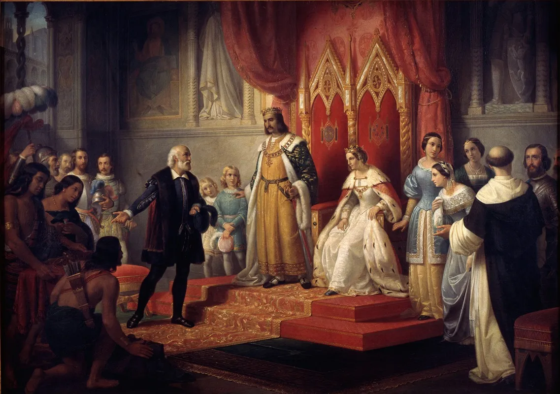 Cristopher Columbus At The Court Of The Catholic Monarchs Wall Art by Juan Cordero - High-Resolution Digital Print