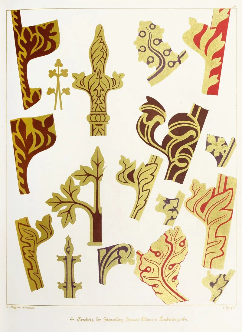 Crochets For Stencilling Stained Glass And Embroidery Wall Art by Augustus Pugin - High-Resolution Digital Print
