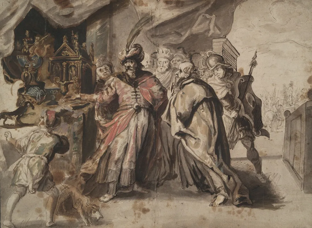 Croesus Showing His Riches To Solon Wall Art by Style of Francken Family - High-Resolution Digital Print