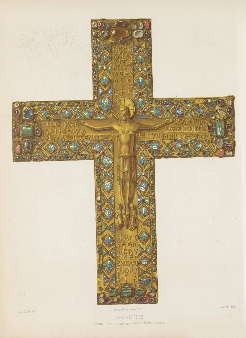 Croix Dor Du Tombeau De La Reine Gisila Wall Art by Joseph Rose Lemercier - High-Resolution Digital Print