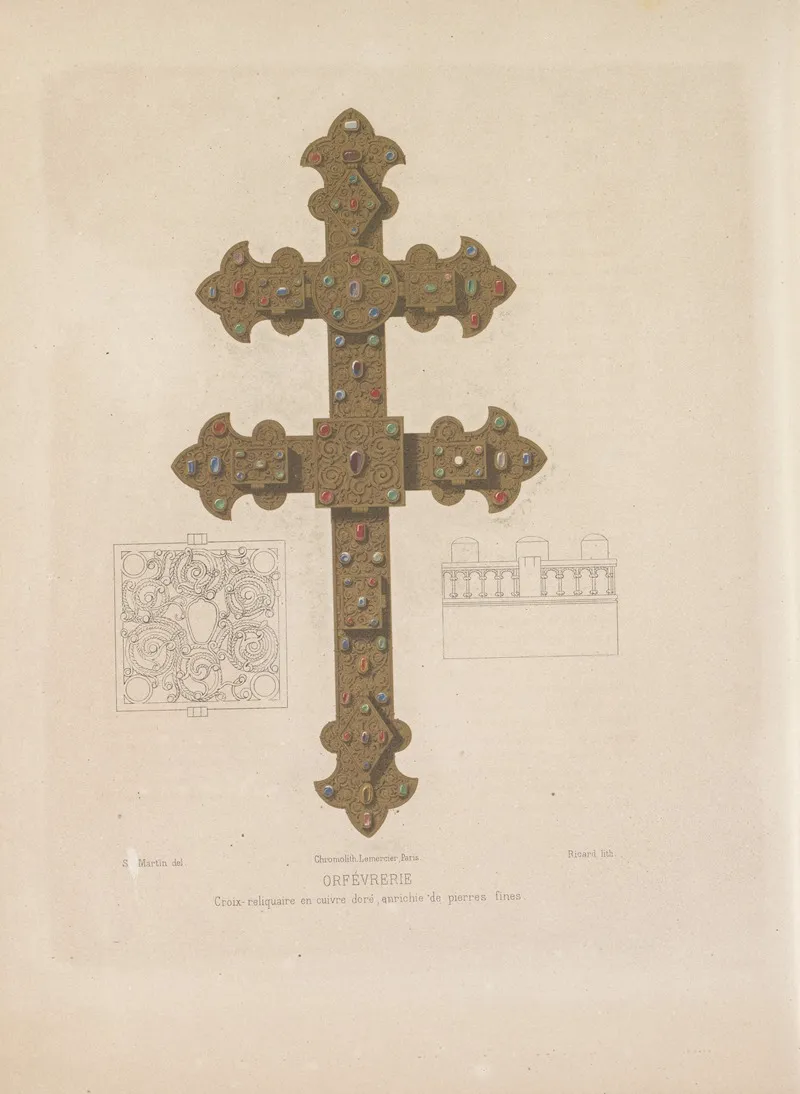 Croix Reliquaire En Cuivre Dore Enrichie De Pierres Fines Wall Art by Joseph Rose Lemercier - High-Resolution Digital Print