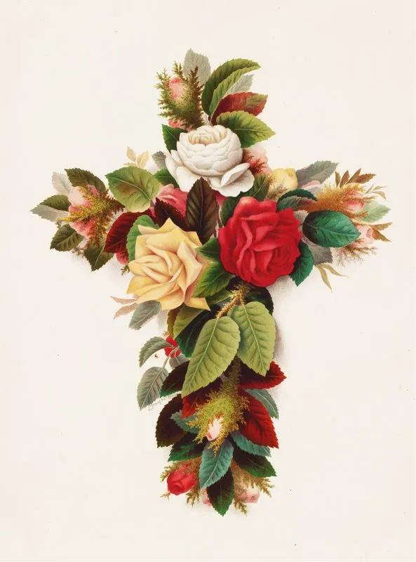 Cross Of Roses Wall Art by Olive E Whitney - High-Resolution Digital Print