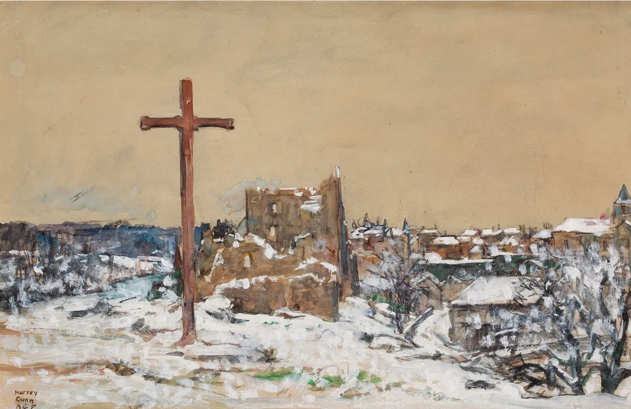 Cross On A Winter Hilltop Wall Art by Harvey T. Dunn - High-Resolution Digital Print