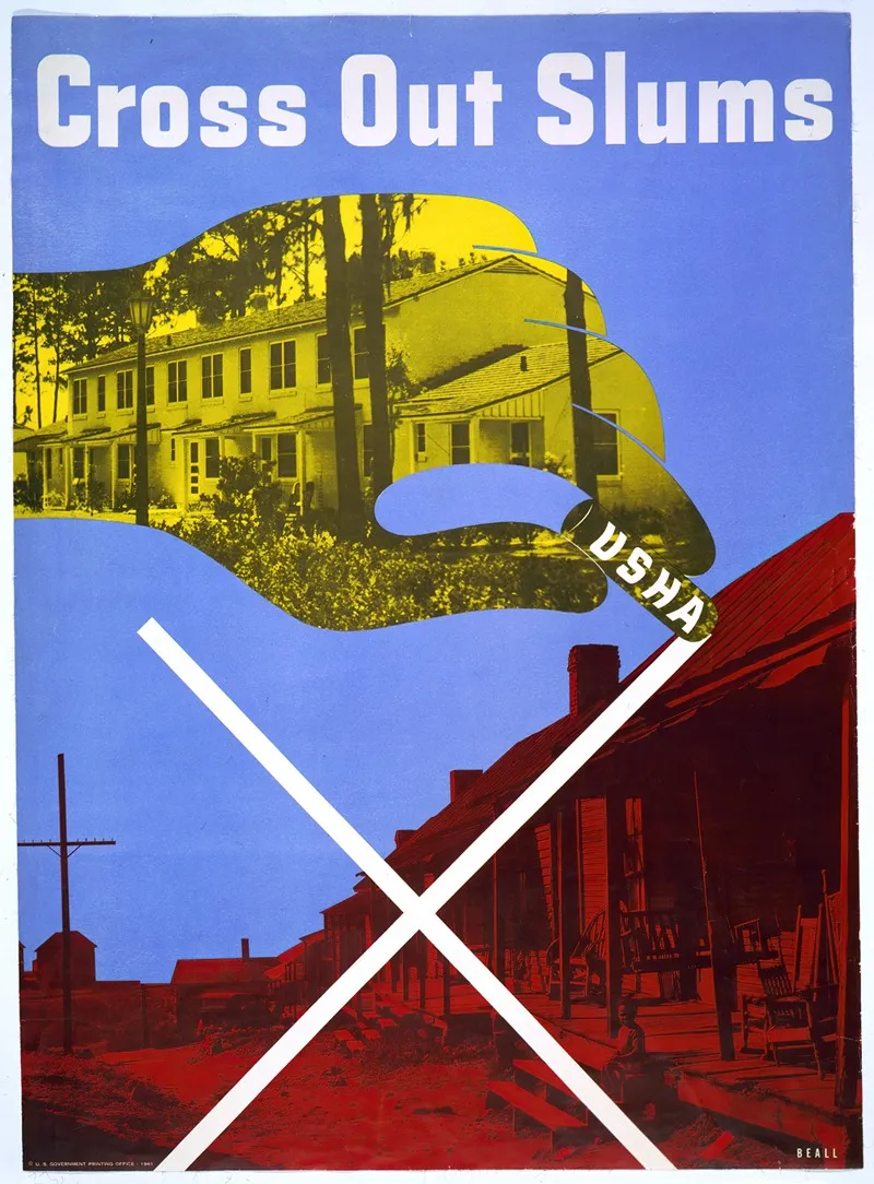 Cross Out Slums Usha Wall Art by Lester Beall - High-Resolution Digital Print
