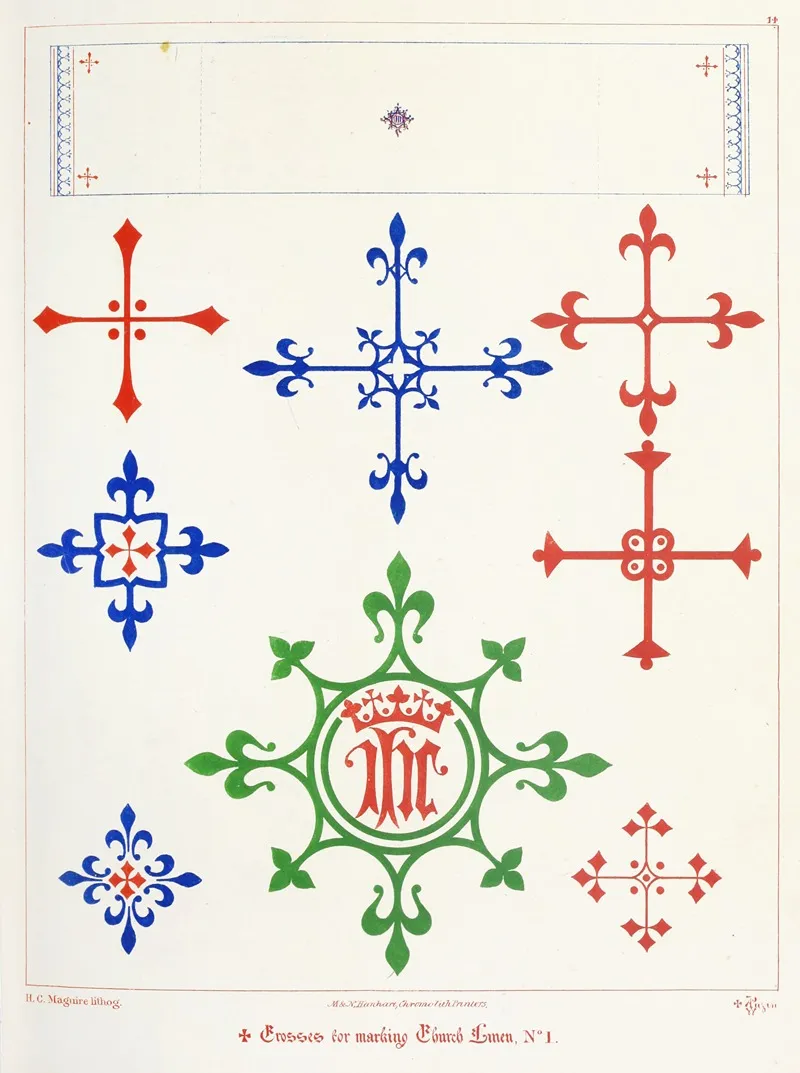 Crosses For Marking Altar Linen Wall Art by Augustus Pugin - High-Resolution Digital Print