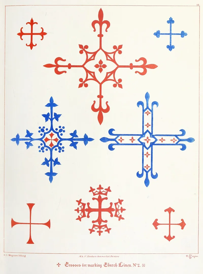 Crosses For Marking Church Linen Wall Art by Augustus Pugin - High-Resolution Digital Print