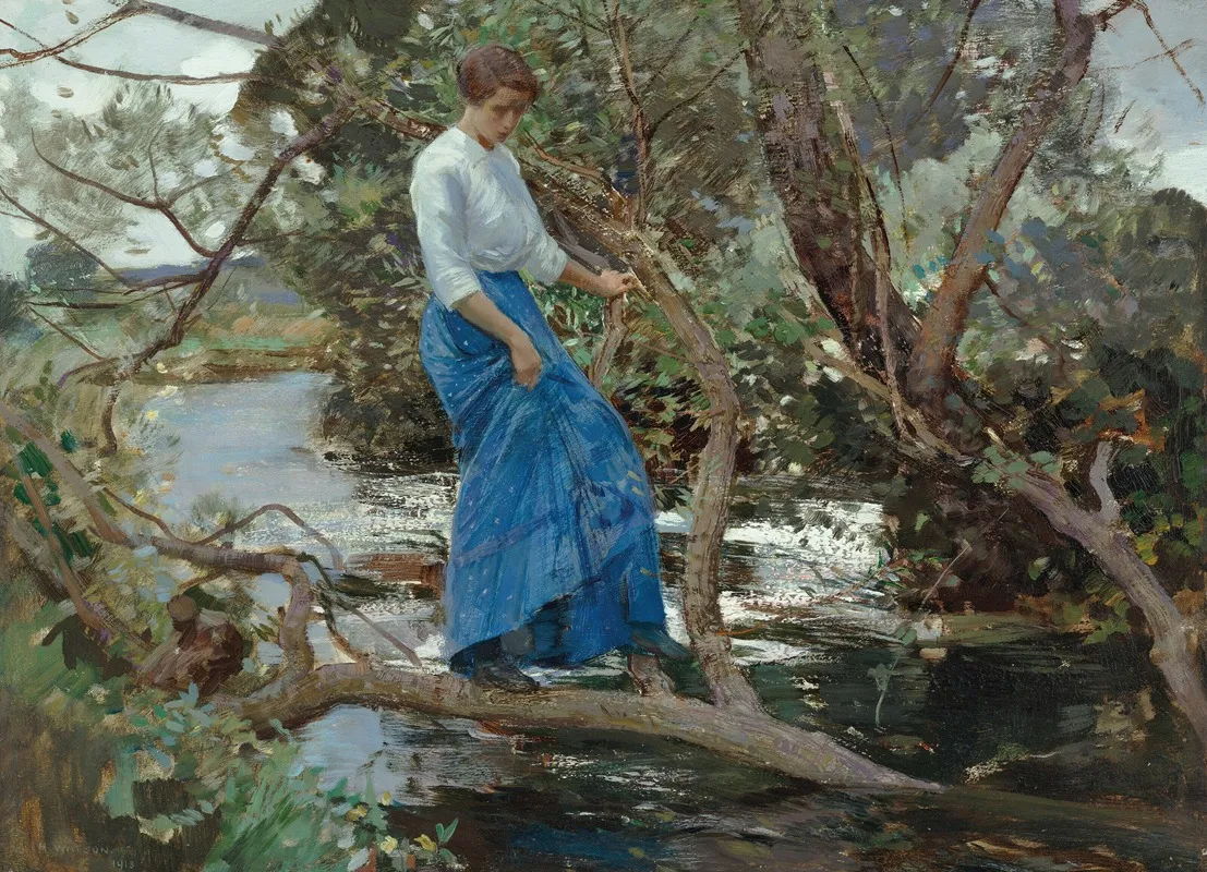 Crossing The Brook Wall Art by Harry Watson - High-Resolution Digital Print