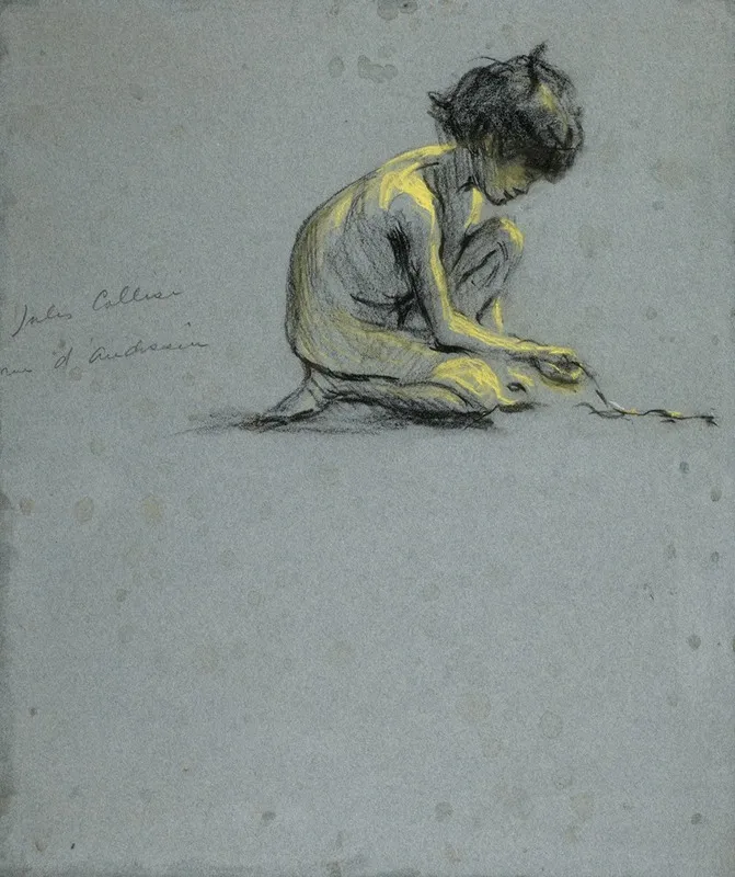 Crouching Boy With Snake